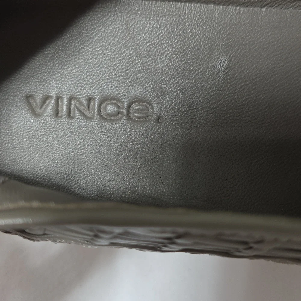 Vince‎ Stafford Women’s Sneakers Woven Gray Leather Slip On Shoes Size 8 M